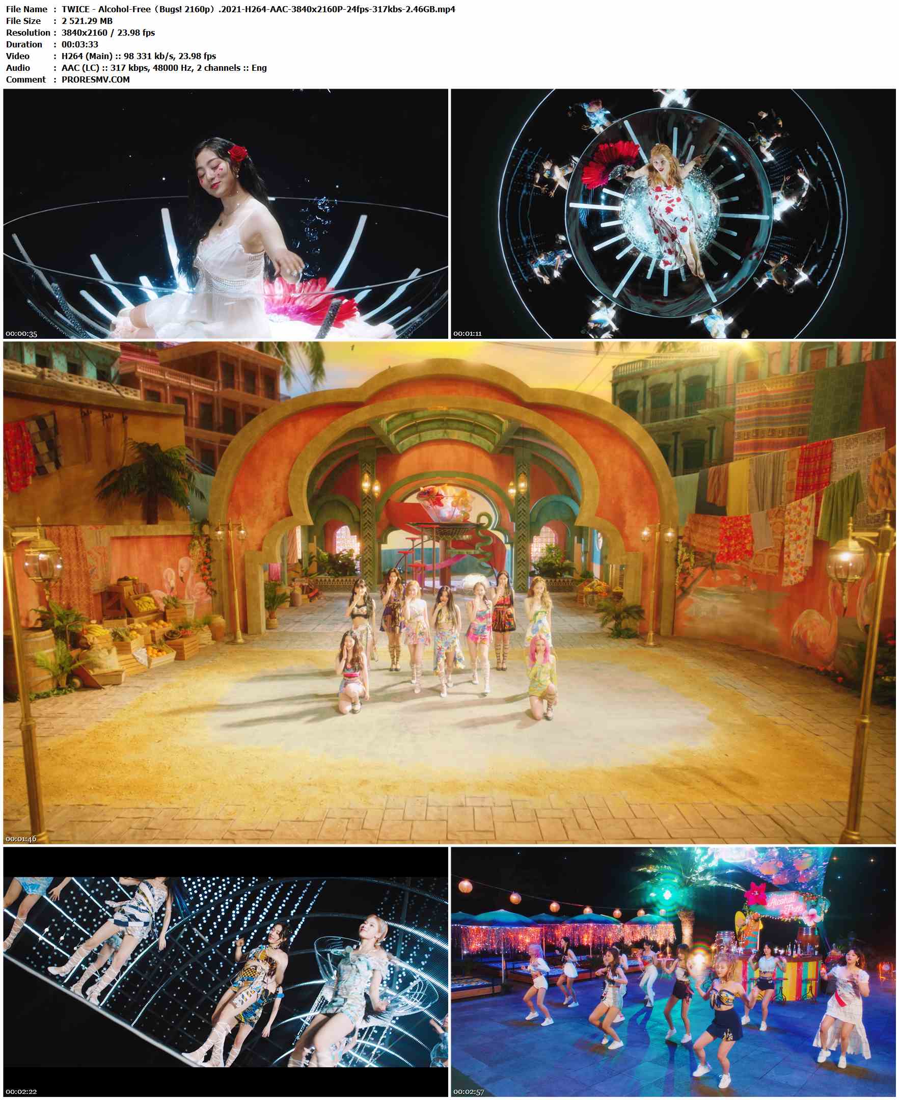 TWICE - Alcohol-Free（Bugs! 2160p）.2021-H264-AAC-3840x2160P-24fps-317kbs-2.46GB官方MV_高清MV